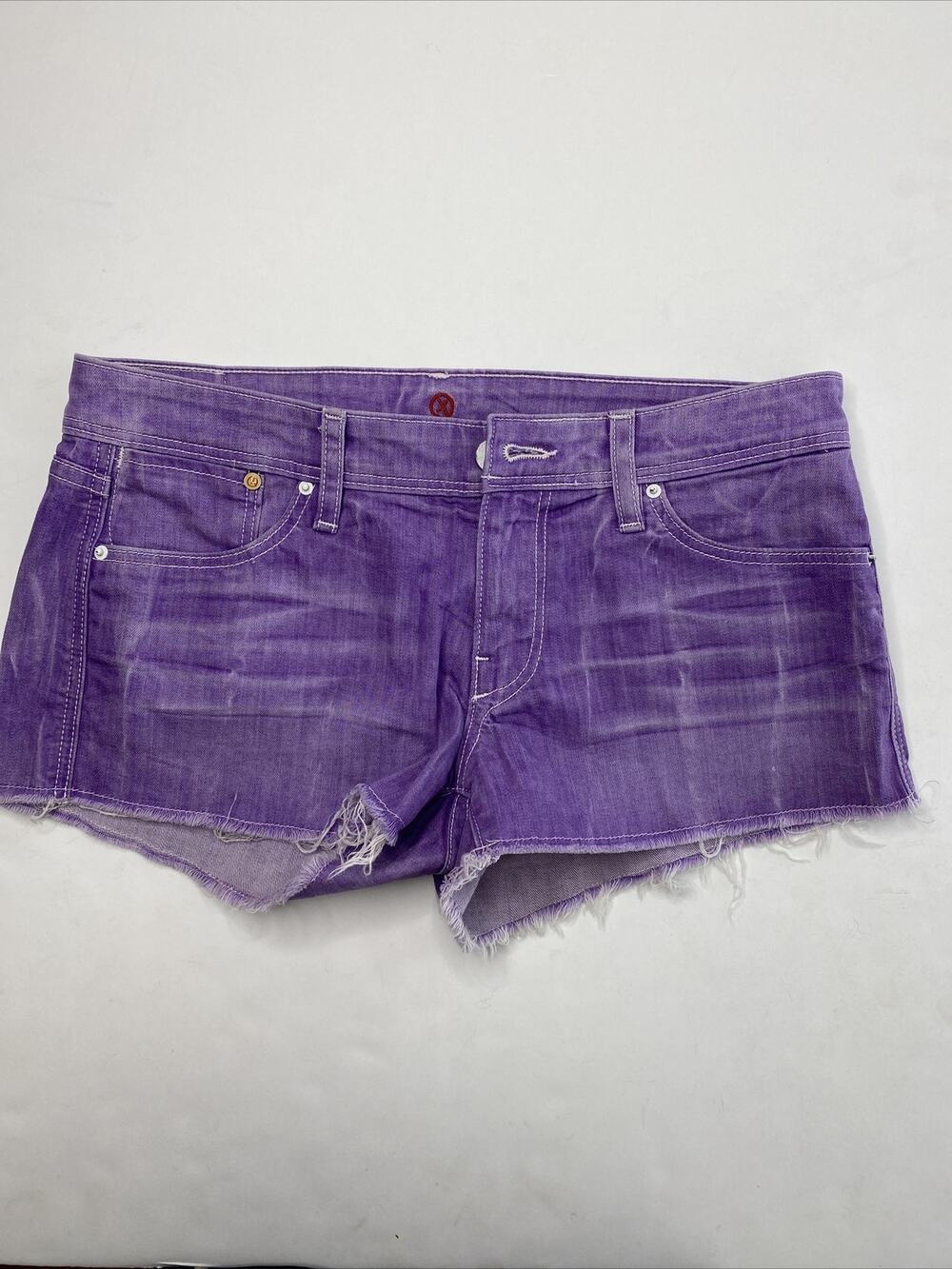 The Sinclair MFGRP Womens Size 27 Distressed Cut-off Denim Shorts purple